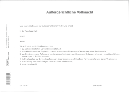 aussergerichtliche vollmacht