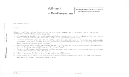 vollmacht in familiensachen